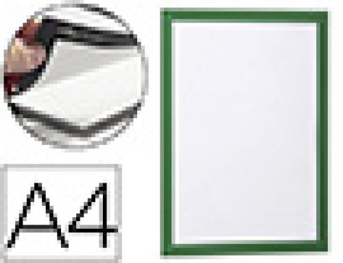 Moldura porta anuncios durable magnetico din a4 dorso adesivo removivel cor verde pack de 2 unidades , Durable , 78350 , 4005546406091